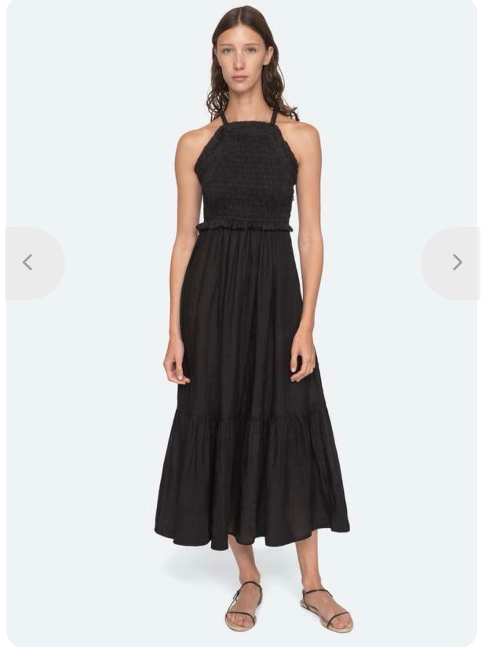 Sea New York Black Ramie Ruffle Maxi Dress Size S